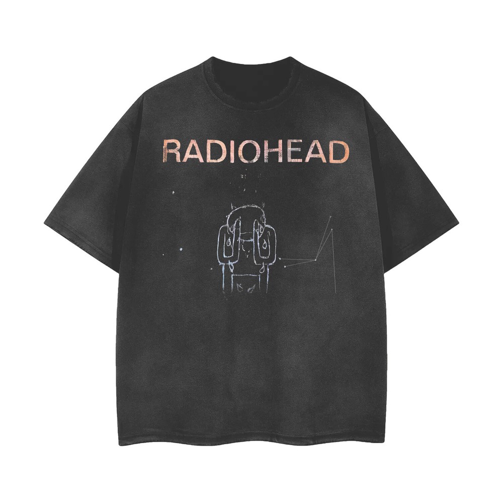 [ACID WASHED RIPPED] Radiohead 2001 Distressed Vintage Feel T-Shirt 101868