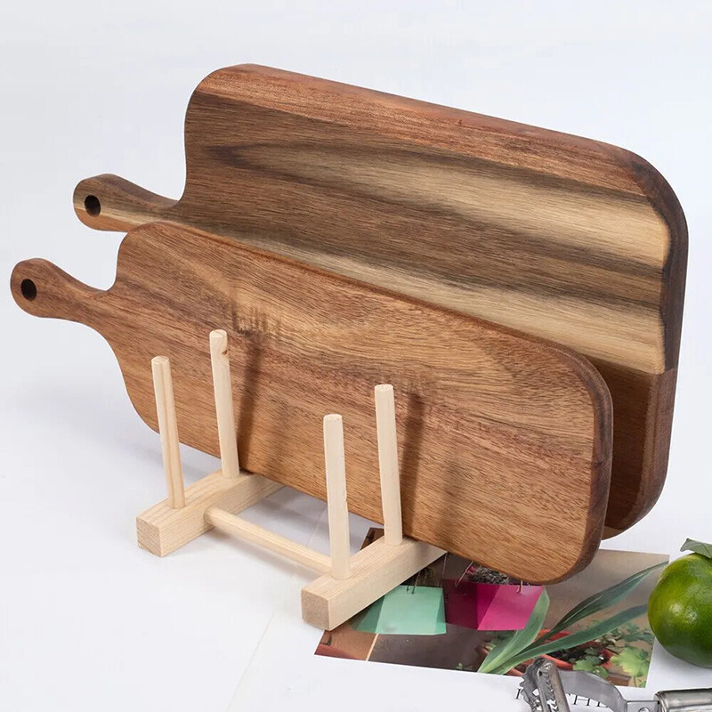Acacia Wood Cutting Board Wooden Serving Tray Chopping Board Bread Fruits Plates-image