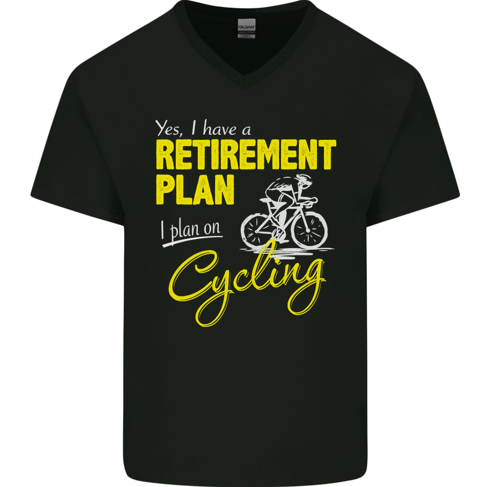 Cycling Retirement Plan Cyclist Funny Mens V-Neck Cotton T-Shirt