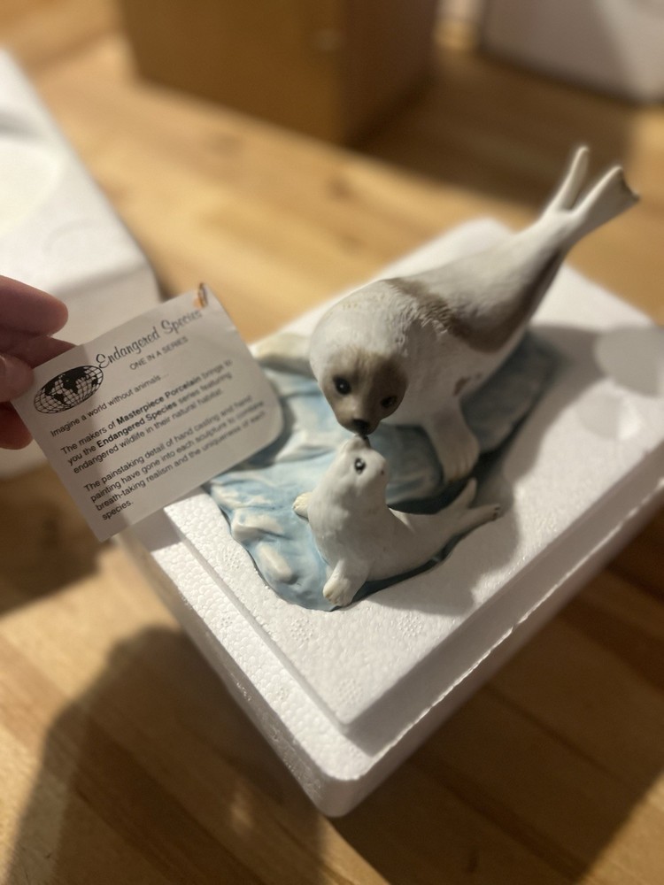 Endangered Species Seal Mother & Pup Porcelain Figurine with COA