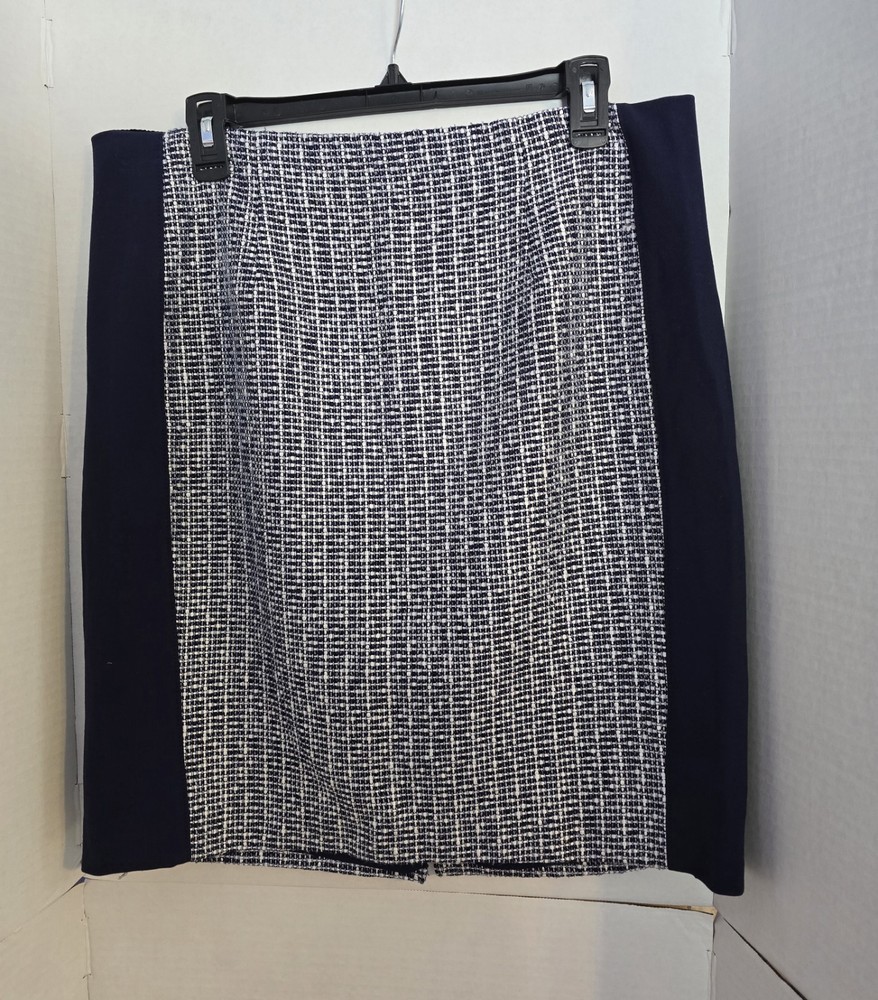 White House Black Market Pencil Skirt Womens 14 Navy Tweed Business Casual