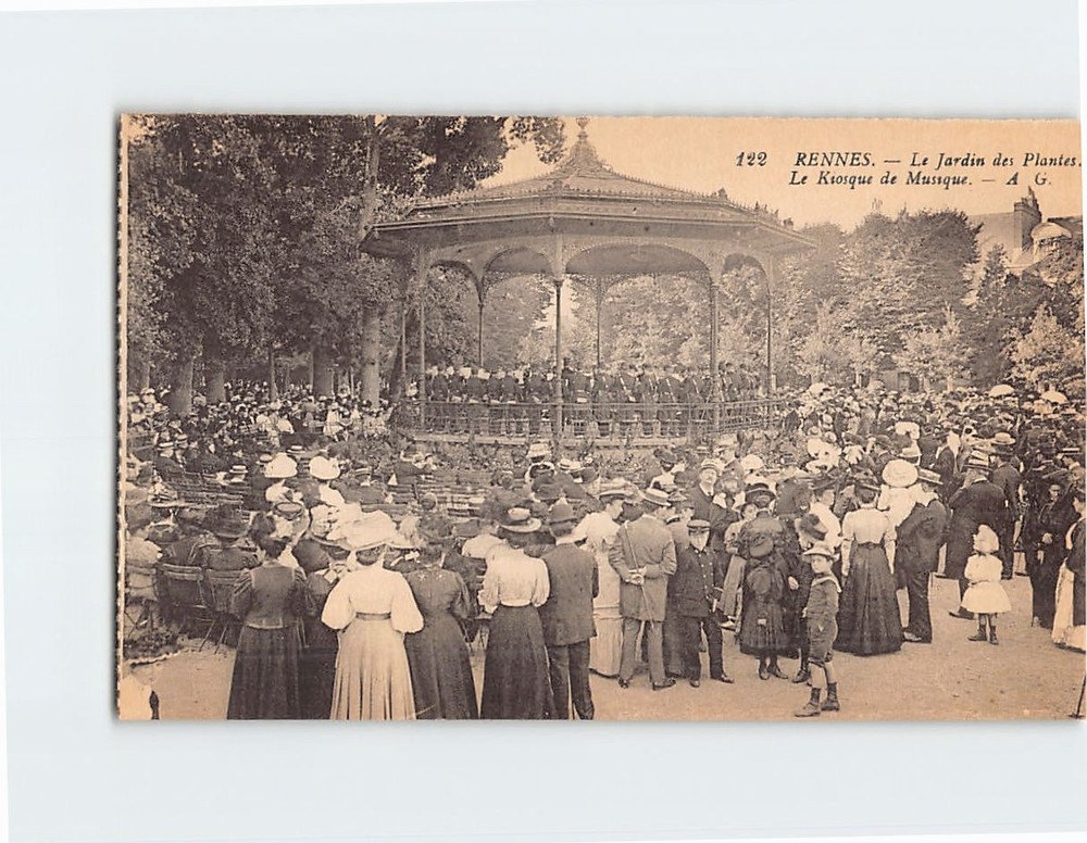 Postcard Le Kiosque de Musique Le Jardin des Plantes Rennes France