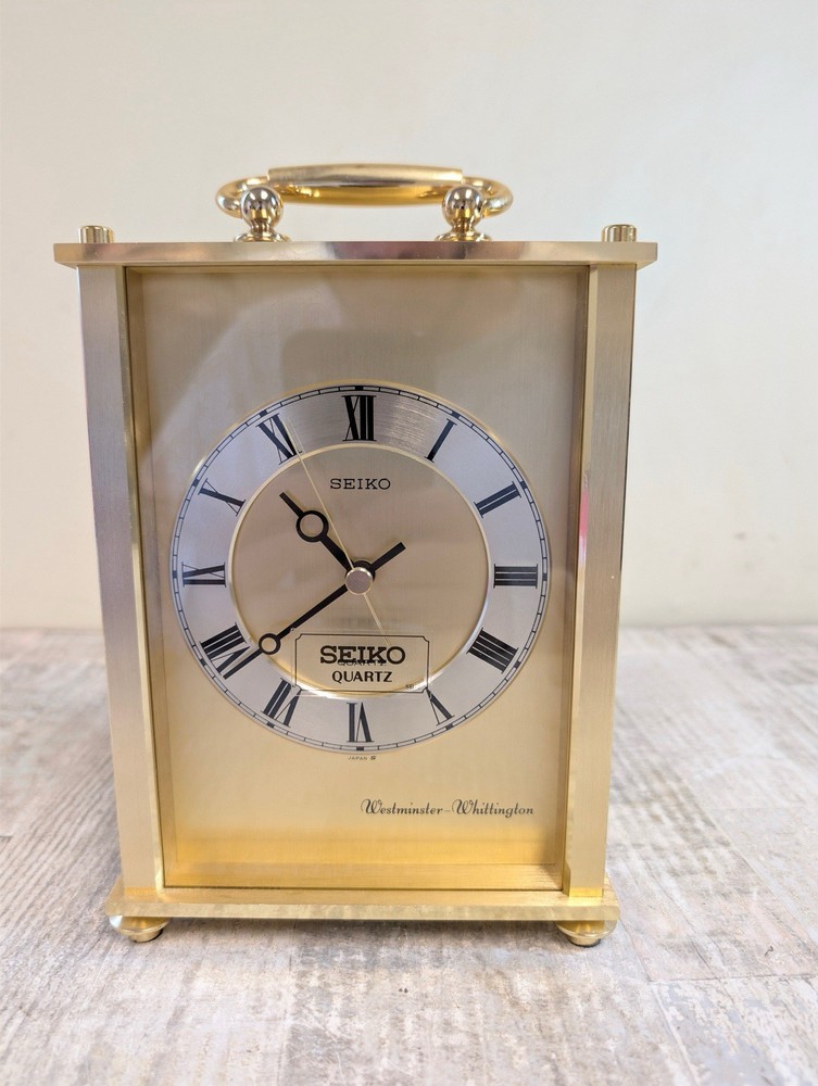 Vintage Seiko Quartz Westminster-Whittington Carriage Brass Mantle Clock Japan
