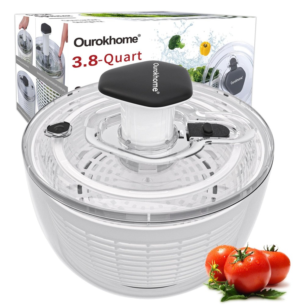 Ourokhome Salad Spinner Lettuce Dryer, One-handed Easy Press Large Vegetable ...