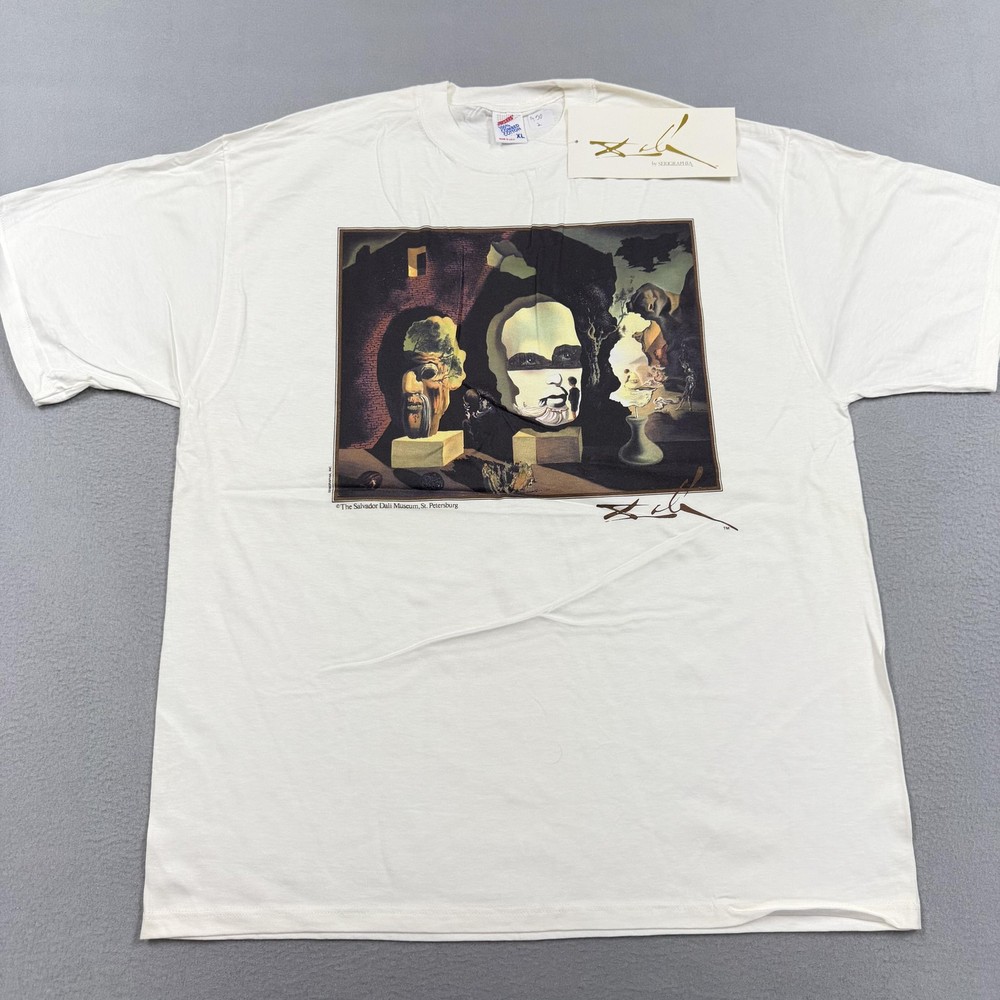 Vintage Salvador Dali Shirt Mens XL White Old Age Adolescence Jerzees Art 90s