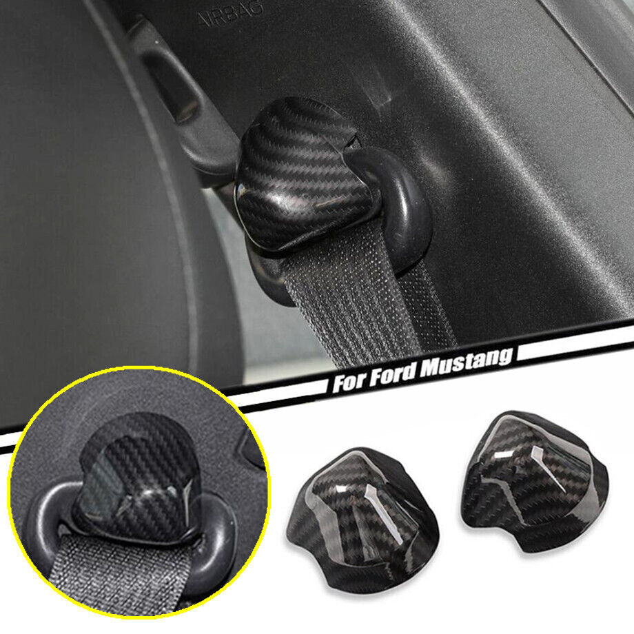Fit 2015-2022 Fitd Mustang Carbon Fiber Inner Car Seat Belt Decor Cover Trim 2P