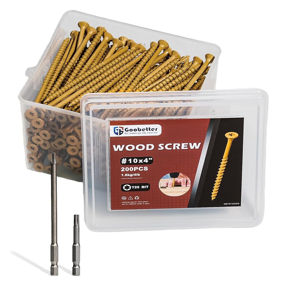 4 Inch #10 Torx Wood Deck Screws for Construction and Fencing Pack of 200