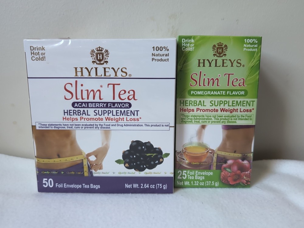 Hyleys Slim Tea Pomegranate Weight Loss Colon Cleanse Acai Berry 75 tea bags-image