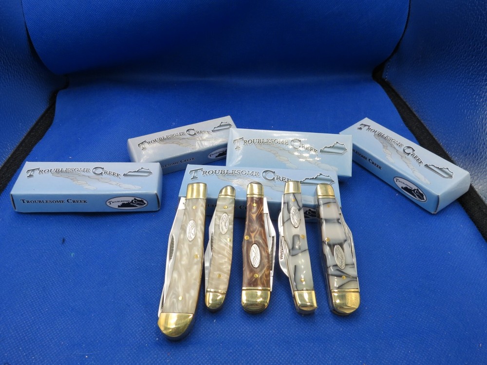 Troublesome Creek 5-Knife Set with Stunning Celluloid Handles Assortment