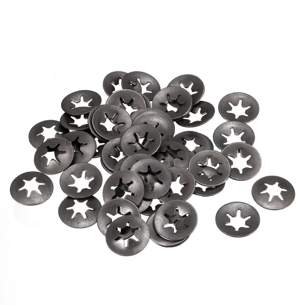 100pcs Starlock Push On Fasteners Locking Washers Speed Locking Round Clips 6mm