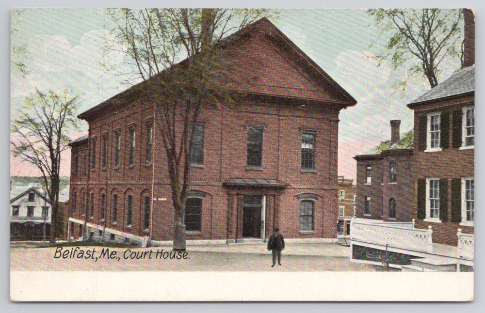 Belfast, ME Court House Postcard c. 1910 Hugh C. Leighton Vintage Maine View