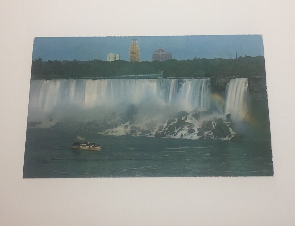Maid Of The Mist And The American Falls Niagara Falls Canada Vintage Postcard