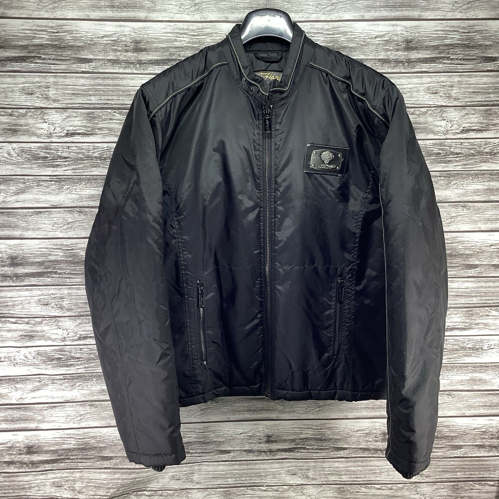 Vintage Ed Hardy Christian Audigier Jacket Mens Large Black Satin Bomber Tiger