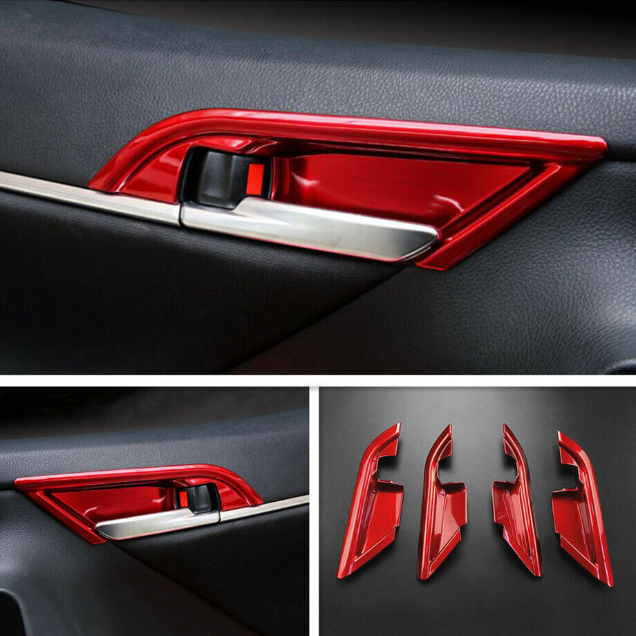 ABS Red Car Inner Door Handle Bowl Cover Trim Fit For Toyota Camry 2018-2020 NEW