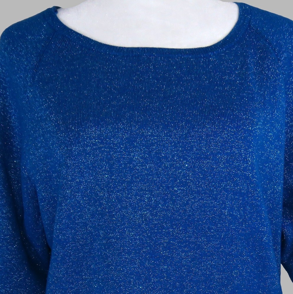 Worthington Women's Blue 3/4-Sleeve Pullover Sparkle Blouse Size XL (C2030)