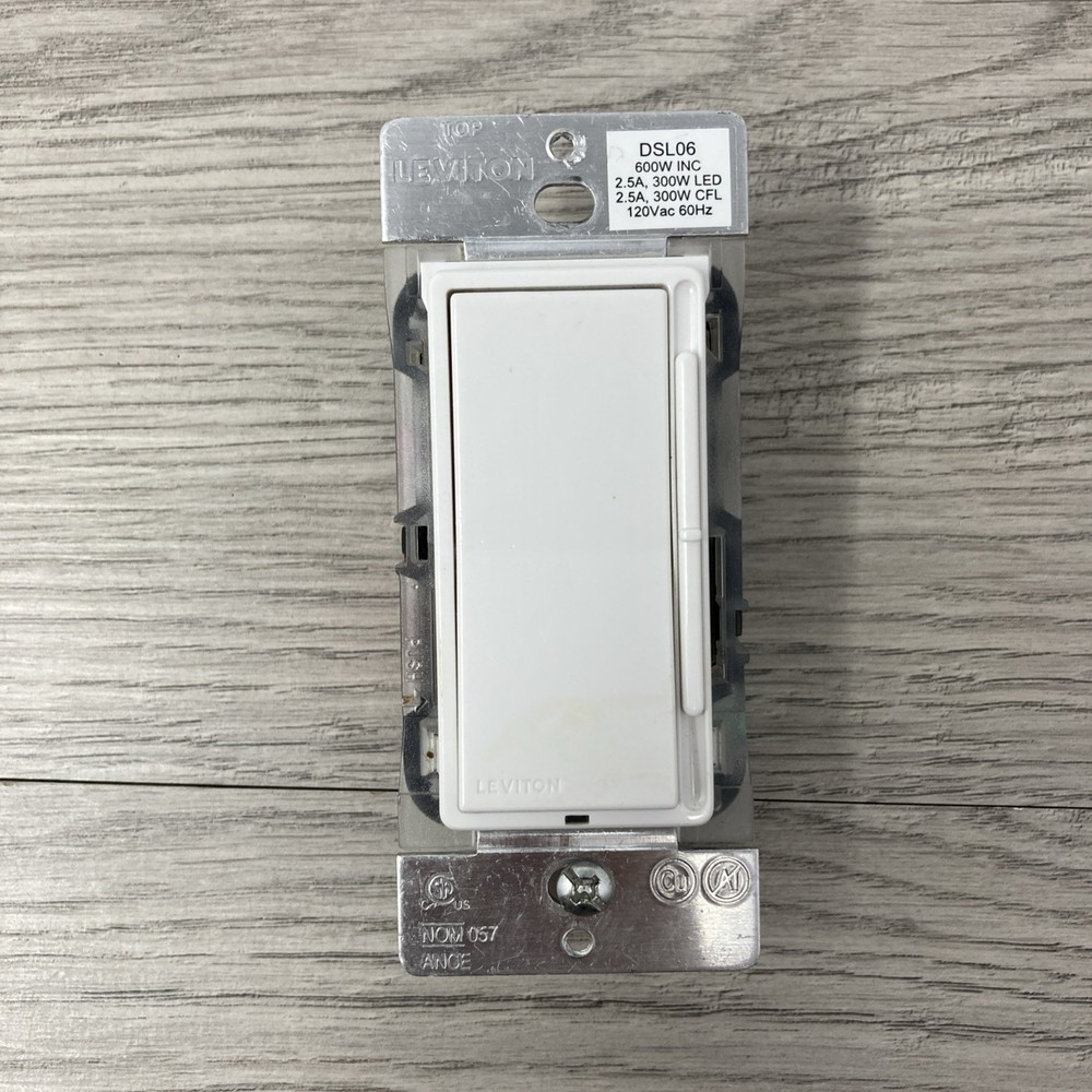Leviton Decora + Rocker Dimmer with Slide Bar DSL06-1TW White/Light Almond OEM