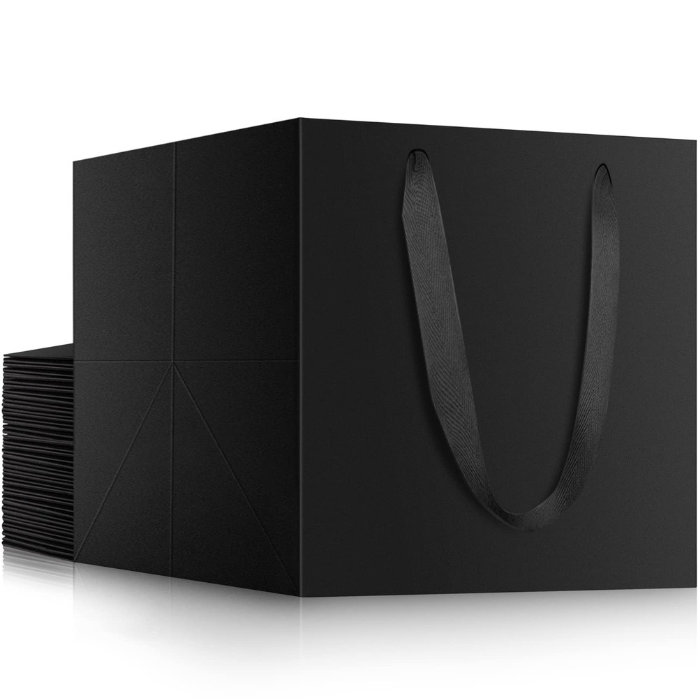 Black 10x10x10 Inch Gift Bags with Handles Pack of 20