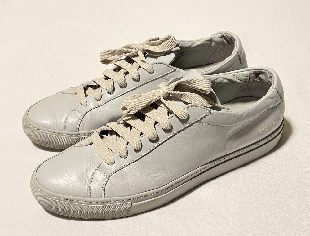 Common Projects Achilles Gray Leather Low Top Sneakers Men Shoes Sz EU 44-US 11-image