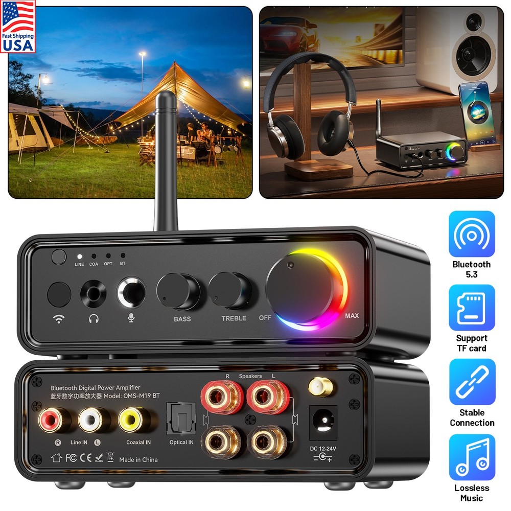 Mini Bluetooth 5.3 Digital Audio Amplifier HiFi Class D Stereo Power Amp 100W*2