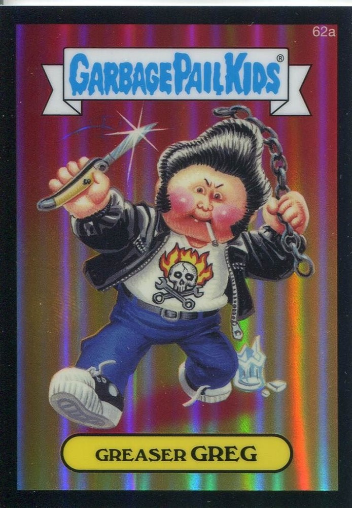 Garbage Pail Kids Chrome Series 2 Black Refractor GREASER GREG 62a