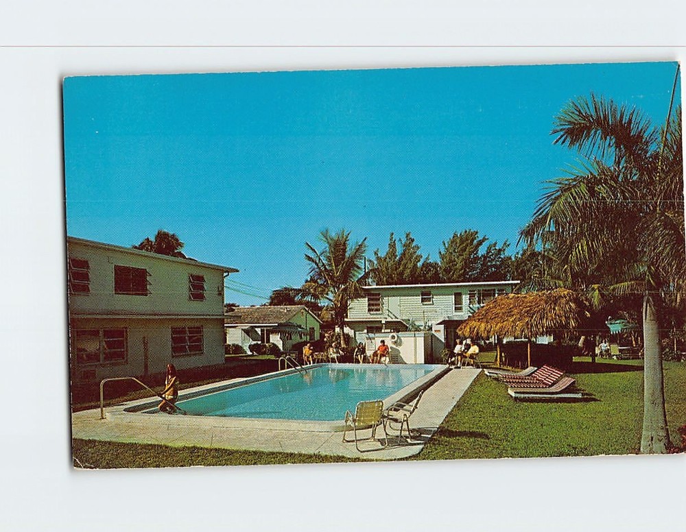 Postcard Pool View Sea Cove mote Pompano Beach Florida USA