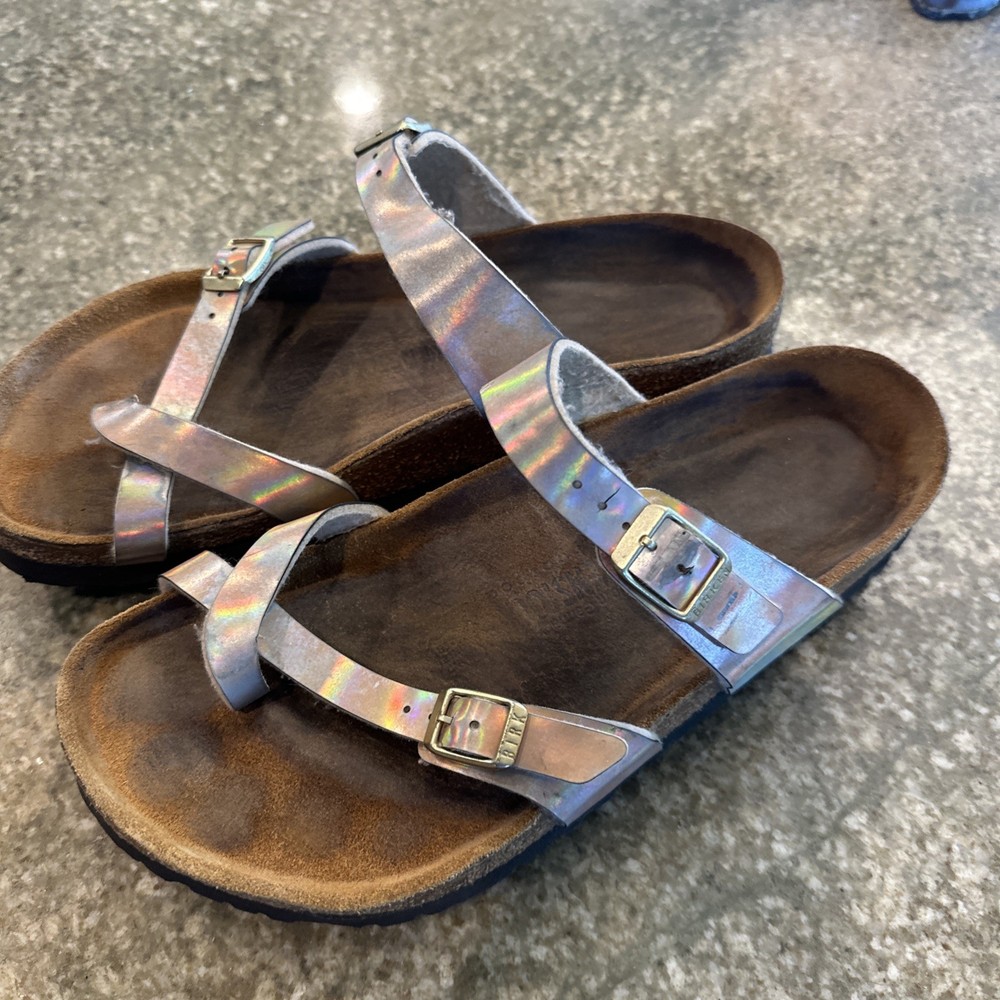 Birkenstock Mayari metallic slides US9 Soft footbed Size 40