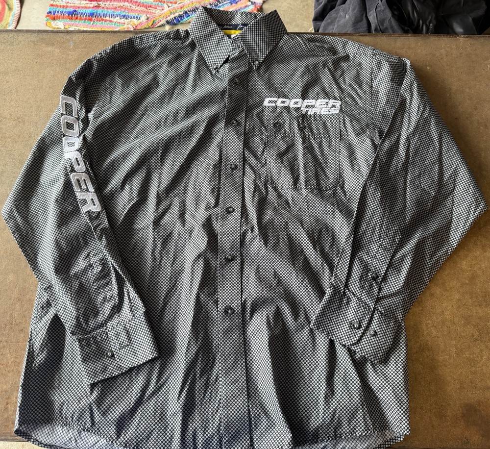Wrangler George Strait Cowboy Cut L/S Cooper Tires Shirt L Black/White