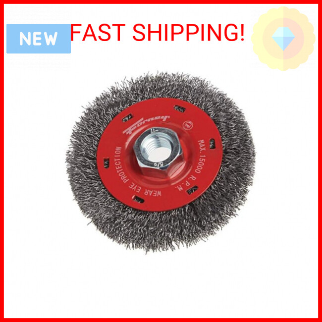 Forney 72788 Coarse Crimped Wire Wheel Brush 4-Inch with 5-8-11 Threaded Arbor