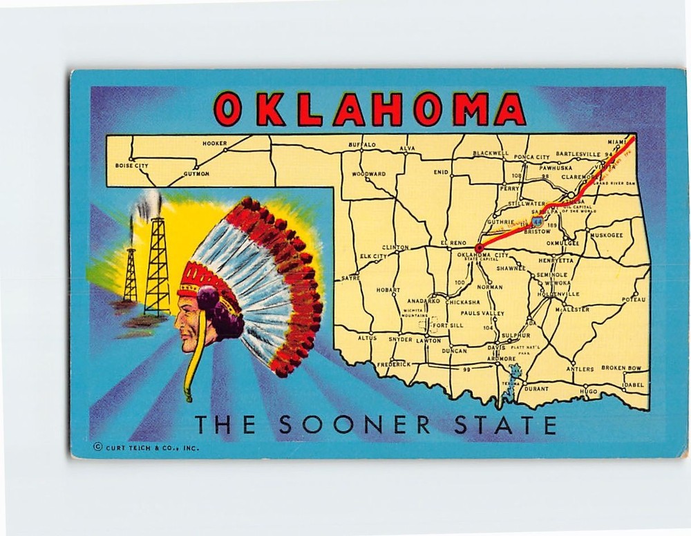 Postcard The Sooner State Greetings from Oklahoma USA