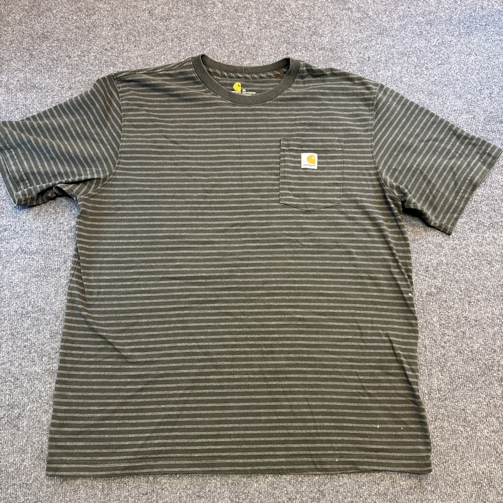 Carhartt Pocket T Shirt Original Fit Mens XL Striped Black & Gray Cotton Poly
