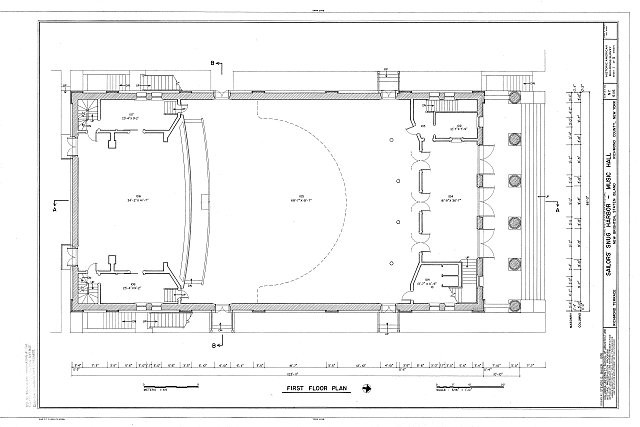 Staten Island New York NY 1900s Sailors' Snug Harbor Music Hall Floor Plan