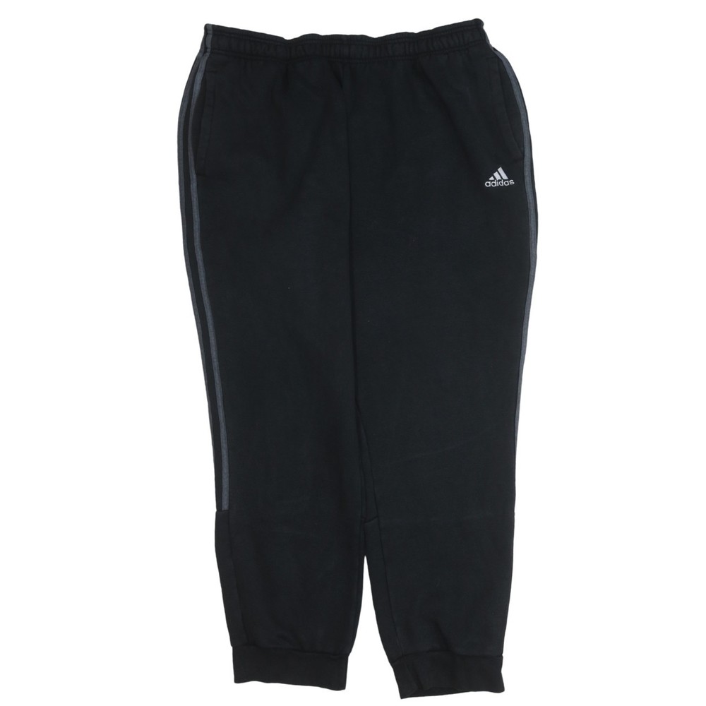 Adidas Mens Joggers Black Fleece Lined Elastic Waist 3 Stripe Cuffed Track XL