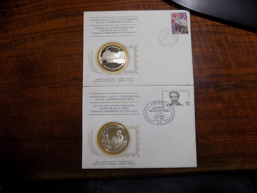 Int. Society of Postmasters .925 Silver Medals - AMSTERDAM - ALBERT SCHWEITZER