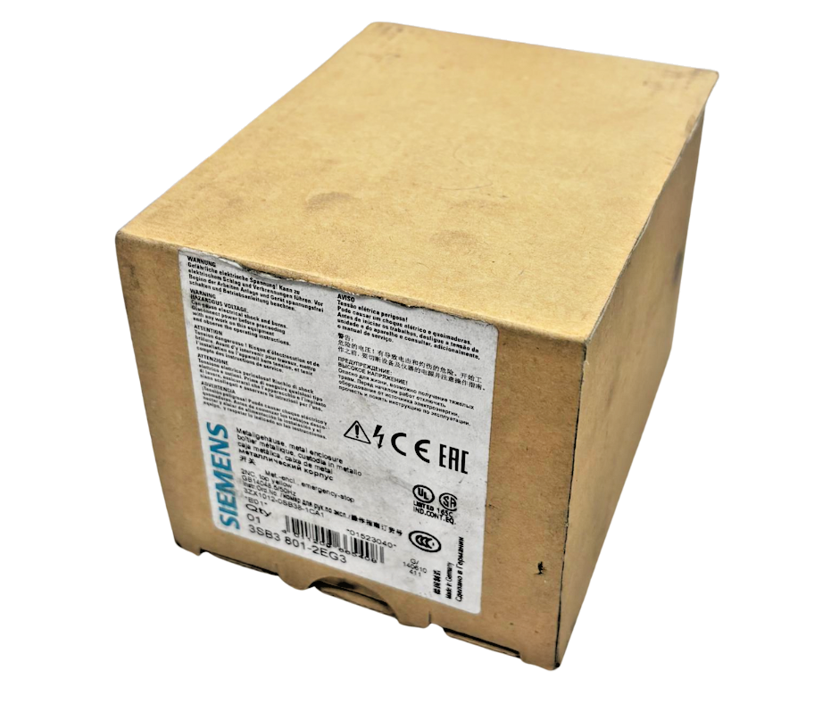 Siemens 3SB3801-2EG3 Emergency Stop Metal Enclosure Yellow Top 2NC