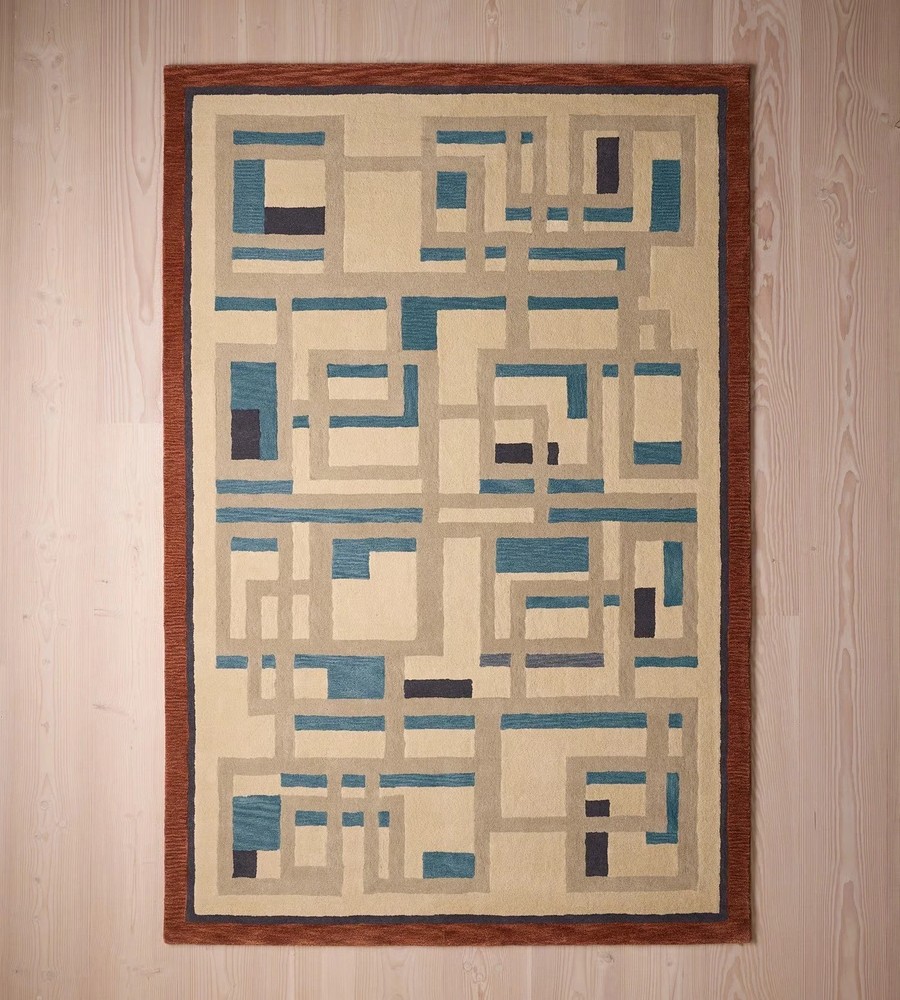 Handmade Wool Area Rug | Modern Geometric Abstract Design Hand Tufted Carpet
