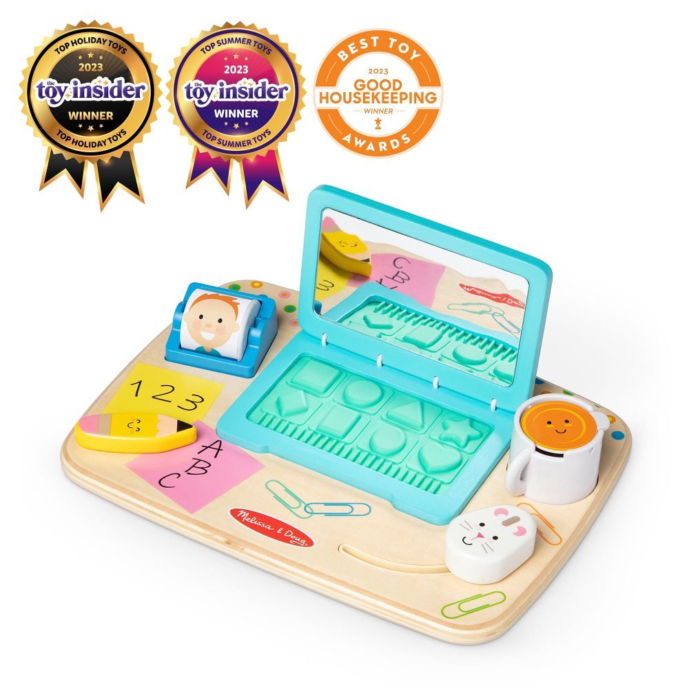 Wooden Work & Play Desktop Activity Board Infant and Toddler Sensory Toy
