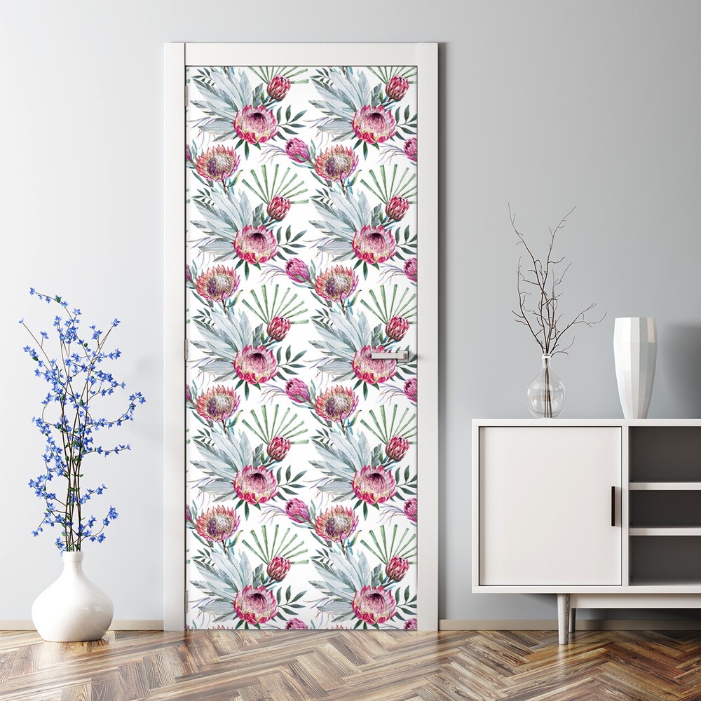 Exotic Protea Bubble Free Door sticker Floral mural Self Adhesive  floral