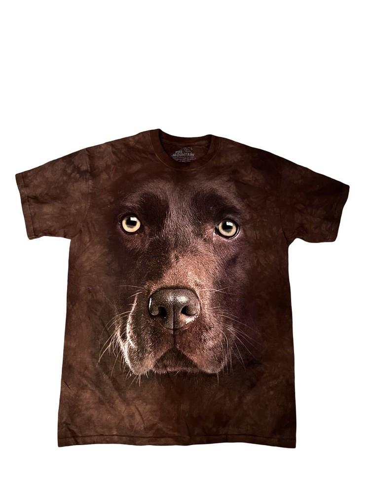 The Mountain Dyed/Made In USA Brown Labrador Size Large Dog Face T-Shirt