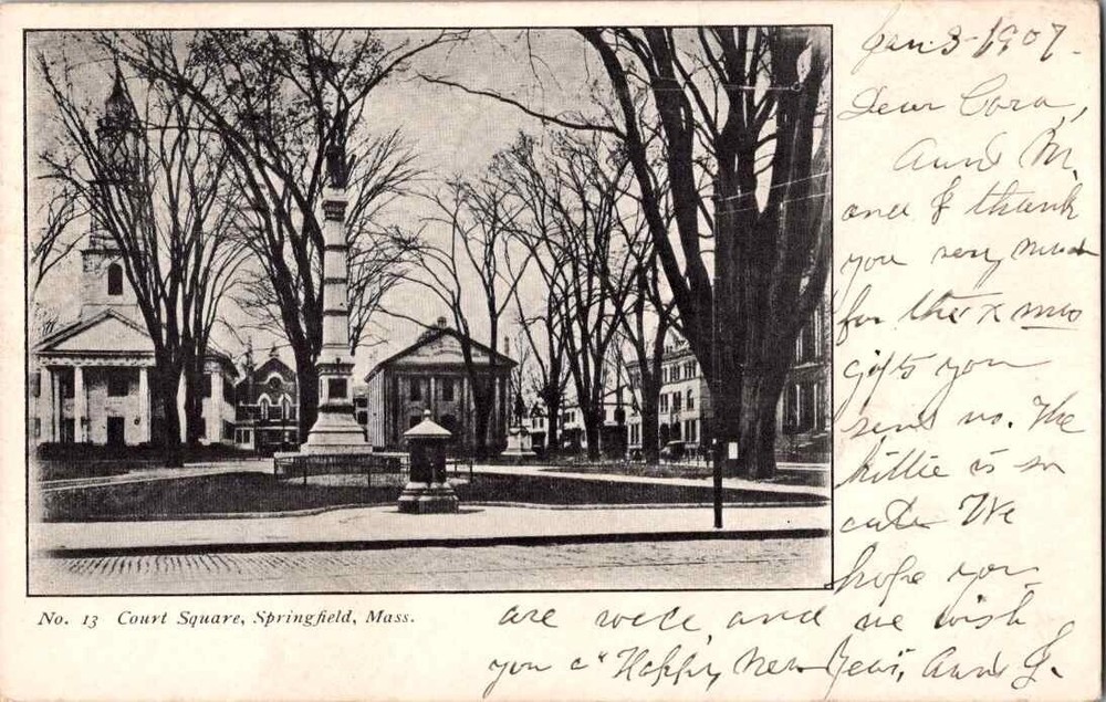 Postcard Court Square Springfield Massachusetts MA
