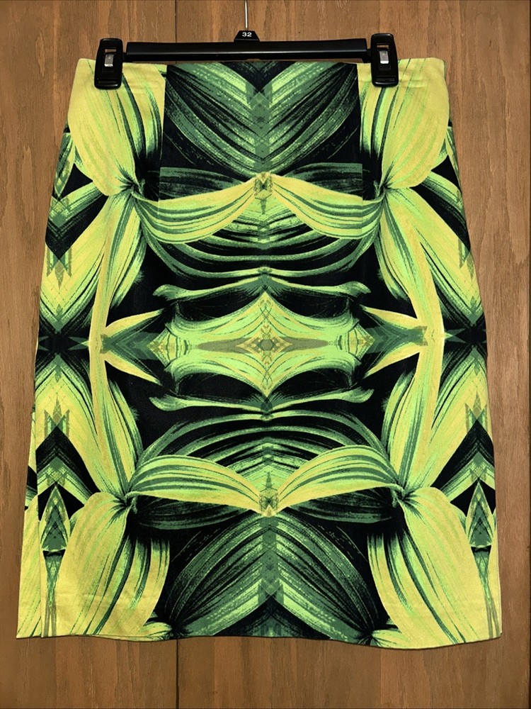 WORTHINGTON Green Abstract Side Zip Pencil  Skirt Size 10