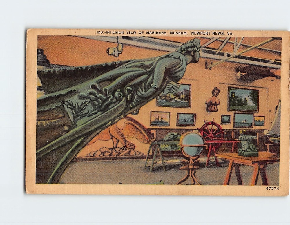 Postcard Interior View Of Mariners Museum Newport News Virginia USA