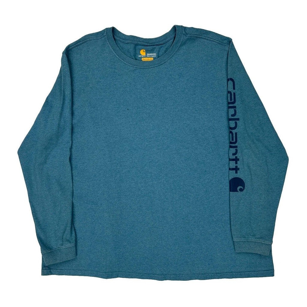 Carhartt Long Sleeve T-Shirt - 2XL Blue Cotton