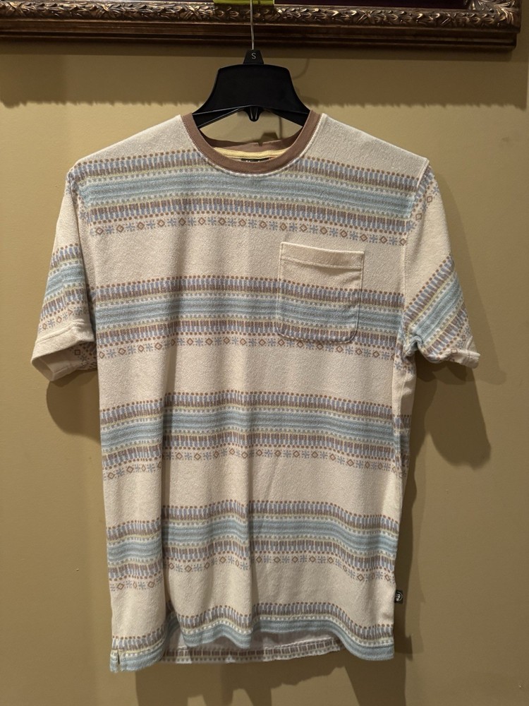 Howler Bro Terry T-Shirt Size L Kuti Bone White Aztec Fair Isle Beach Tribal