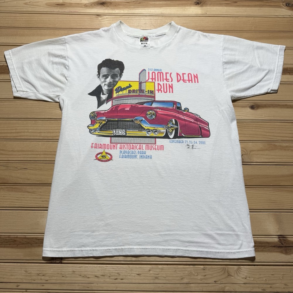 Vintage Fairmount Historical Museum James Dean Hot Rod Car Run Shirt Size Large