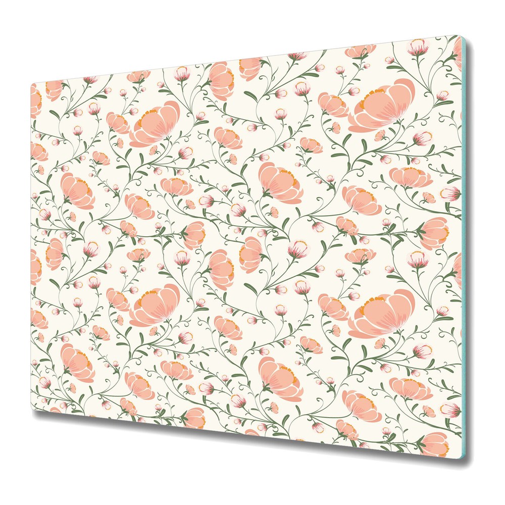 Serving Chopping Board Glass Cover Floral or Delicate flowers art 60x52