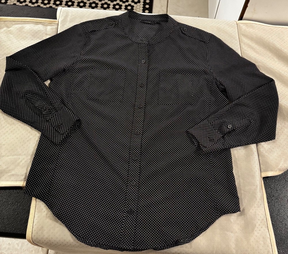 Apt.9 Womens Long Sleeves Blouse Button Down Black/White Size Large