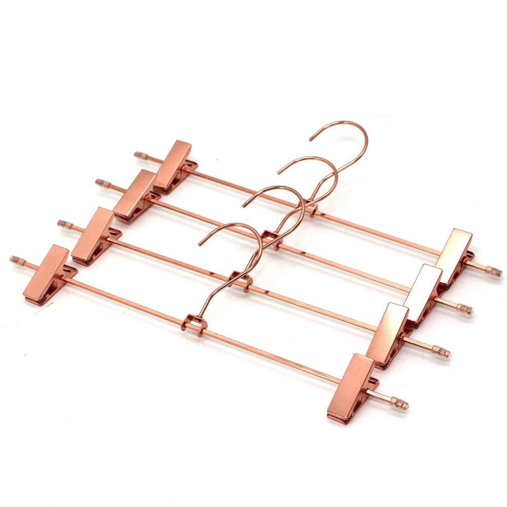13.7 Inch Rose Gold Copper Non-Slip Skirt & Pants Hangers with Clips