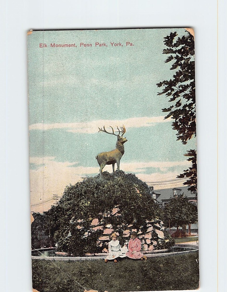 Postcard Elk Monument Penn Park York Pennsylvania