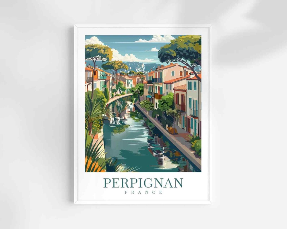 Perpignan Travel Print Wall Art France Wall Hanging Home Dcor Perpignan Gift