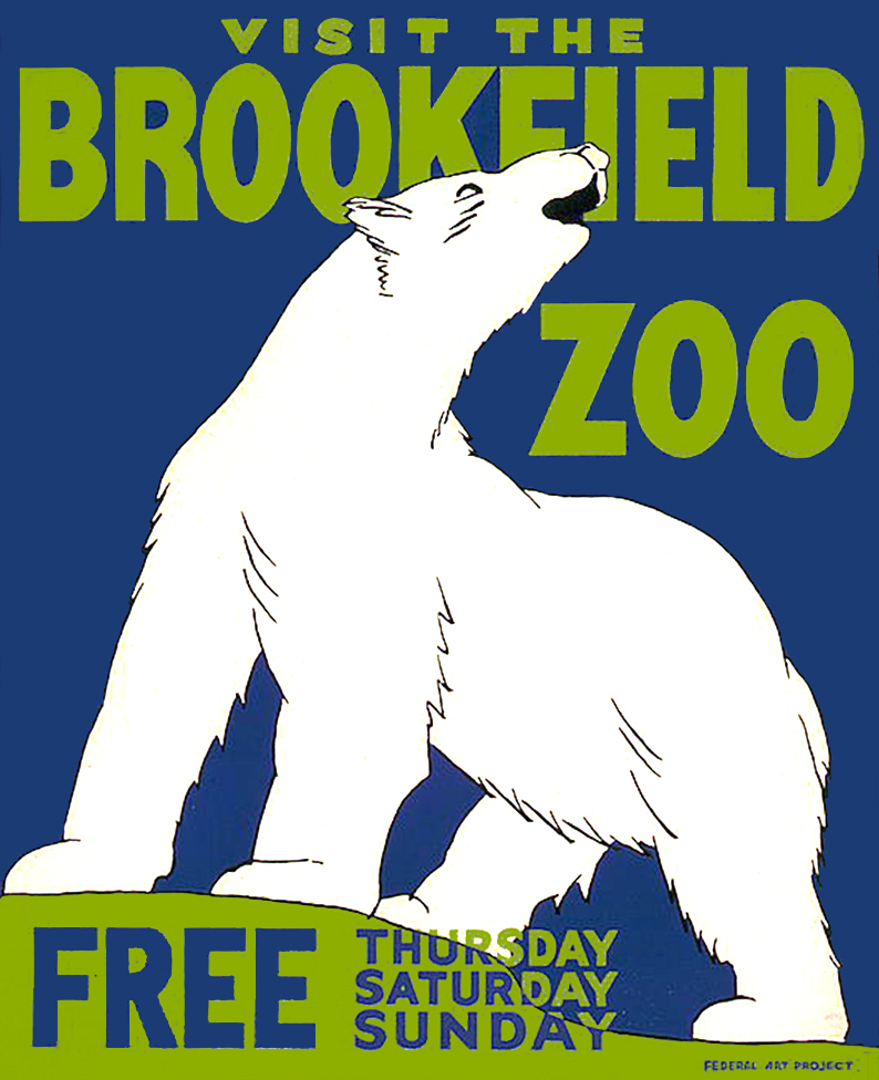 Vintage Illustrated Zoo Poster *FRAMED* CANVAS PRINT ~ Polar bear 18x12